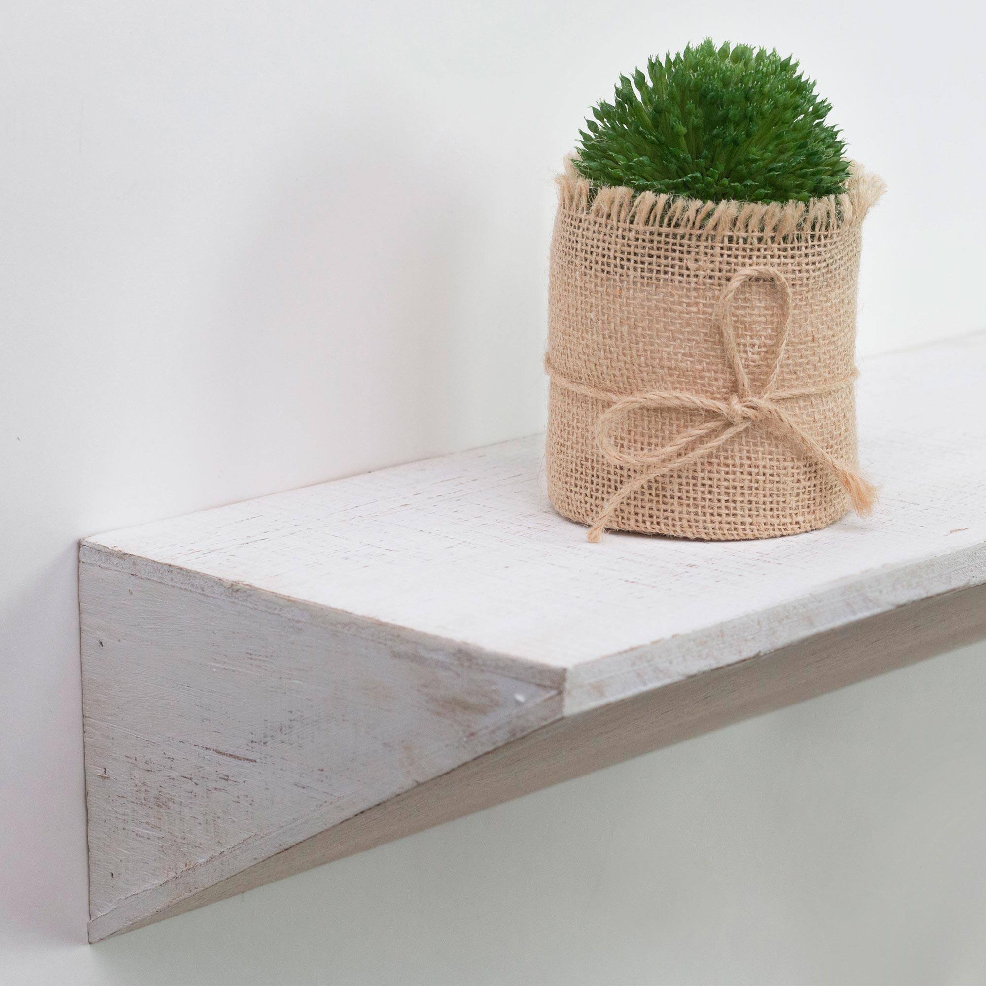 Small White Wedge Wood Floating Wall Shelf